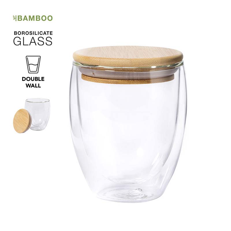 My Home Set Di 2 Bicchieri Termici In Vetro Borosilicato A Doppia Parete, 250 Ml, Per Bevande Calde E Fredde