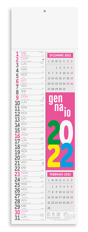 Calendario Da Muro 2026 4 Pezzi – Formato Slim 14x47 Cm, Rosso, Stampa Silhouette, Made In Italy