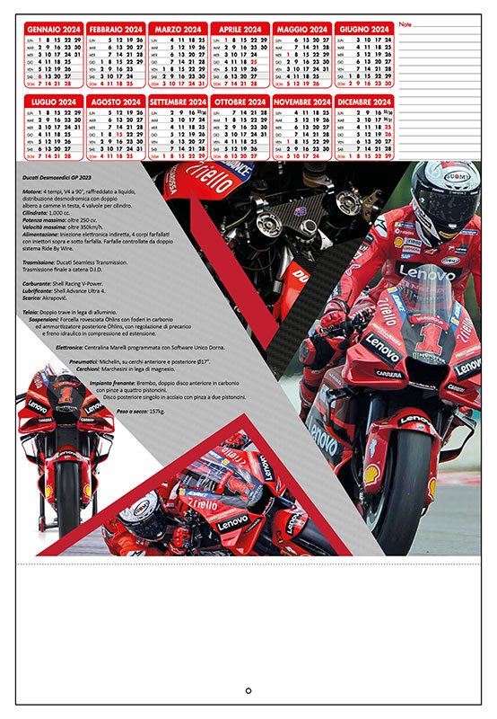 Calendario illustrato Moto GP 2024 personalizzato