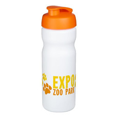 Borraccia sportiva Baseline® Plus da 650 ml con coperchio a scatto - colore Bianco/Arancio