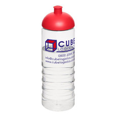 Borraccia sportiva H2O Treble  con coperchio a cupola - colore Trasparente/Rosso