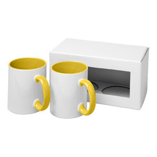 Set regalo di due tazze personalizzabili - colore Giallo