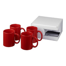 Set regalo di quattro tazze in ceramica da 330 ml - colore Rosso