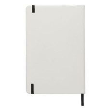 Blocco note bianco A5 con elastico colorato - colore Bianco/Nero