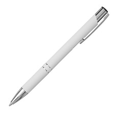Penna a sfera con fusto soft touch - colore Bianco