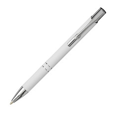 Penna a sfera con fusto soft touch - colore Bianco
