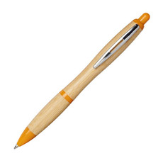 Penna a sfera eco in bamboo - colore Naturale/Arancio