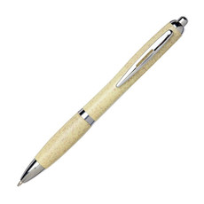 Penna a sfera in paglia con punta cromata - colore Giallo