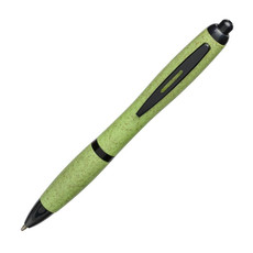 Penna a sfera in paglia di grano con punta nera - colore Verde
