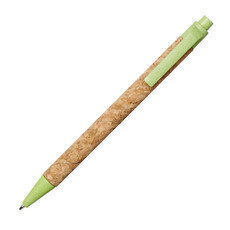 Penna a sfera in sughero e paglia di grano - colore Naturale/Verde Mela