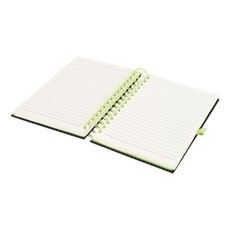 Diario con anelli e portapenne - colore Nero/Lime