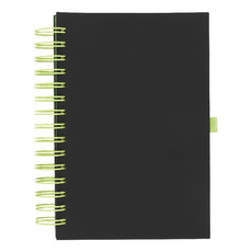 Diario con anelli e portapenne - colore Nero/Lime