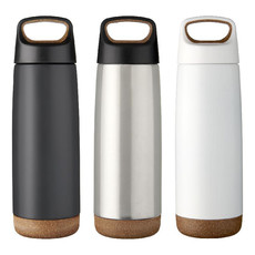 Borraccia termica con dettagli in sughero - colore Nero