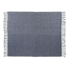 Coperta con motivo a spina di pesce - colore Navy