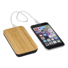 Power bank wireless in bambù e tessuto - colore Legno/Nero