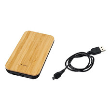 Power bank wireless in bambù e tessuto - colore Legno/Nero