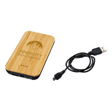 Power bank wireless in bambù e tessuto - colore Legno/Nero