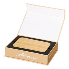 Power bank wireless in bambù e tessuto - colore Legno/Nero