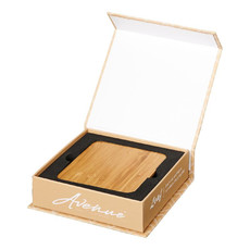 Stazione di ricarica in bambù e tessuto - colore Legno/Nero