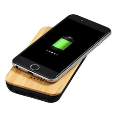 Power bank wireless in bambù e tessuto - colore Legno/Nero