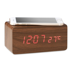 Sveglia con carica wireless colore legno