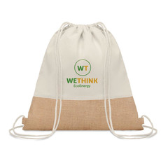 Sacca in cotone e juta colore beige