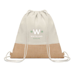 Sacca in cotone e juta colore beige