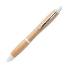 Penna in ABS e bamboo colore bianco MO9485-06