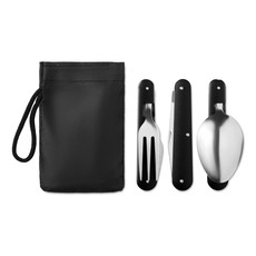 Set posate da campegggio in acciaio colore nero MO9503-03