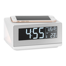 Orologio da tavolo con ricarica wireless colore bianco