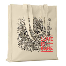 Shopper in cotone naturale con soffietto colore beige