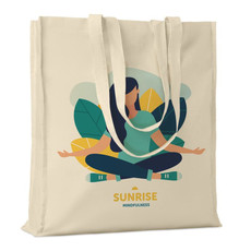 Shopper in cotone naturale con soffietto colore beige