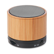 Speaker bluetooth rotondo in bamboo colore nero