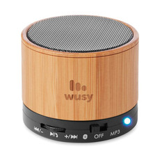 Speaker bluetooth rotondo in bamboo colore nero