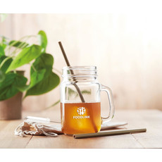 Set due cannucce in bamboo colore beige