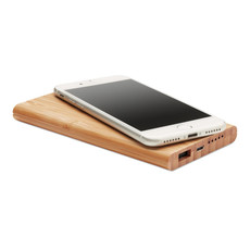 Caricatore wireless e power bank in bamboo colore legno