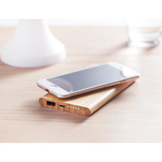 Caricatore wireless e power bank in bamboo colore legno