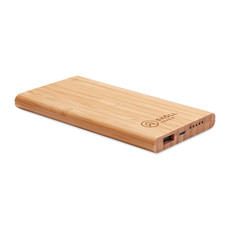 Caricatore wireless e power bank in bamboo colore legno
