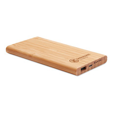 Caricatore wireless e power bank in bamboo colore legno