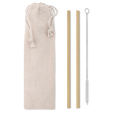 Set due cannucce in bamboo colore beige MO9630-13