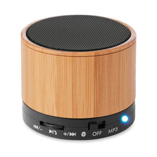Speaker bluetooth rotondo in bamboo colore nero MO9608-03