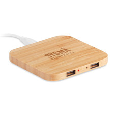 Caricatore wireless con hub USB colore legno