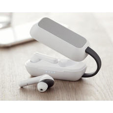 Auricolari e base di carica wireless colore bianco