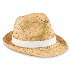 Cappello in paglia naturale con fascia colorata colore bianco MO9844-06