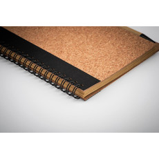 Notebook in sughero con penna e fogli riciclati colore nero