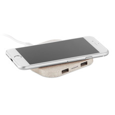 HUB USB in paglia e ABS colore beige