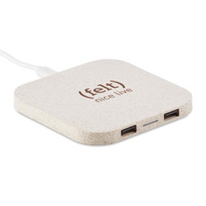 HUB USB in paglia e ABS colore beige