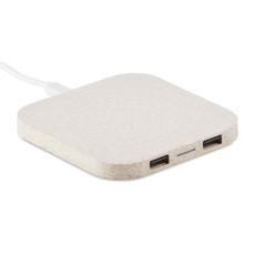 HUB USB in paglia e ABS colore beige MO9997-13