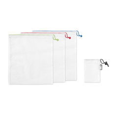 Set 3 sacche a rete in RPET colore bianco MO9898-06