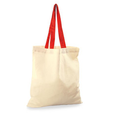 Shopper in cotone naturale e manici colorati